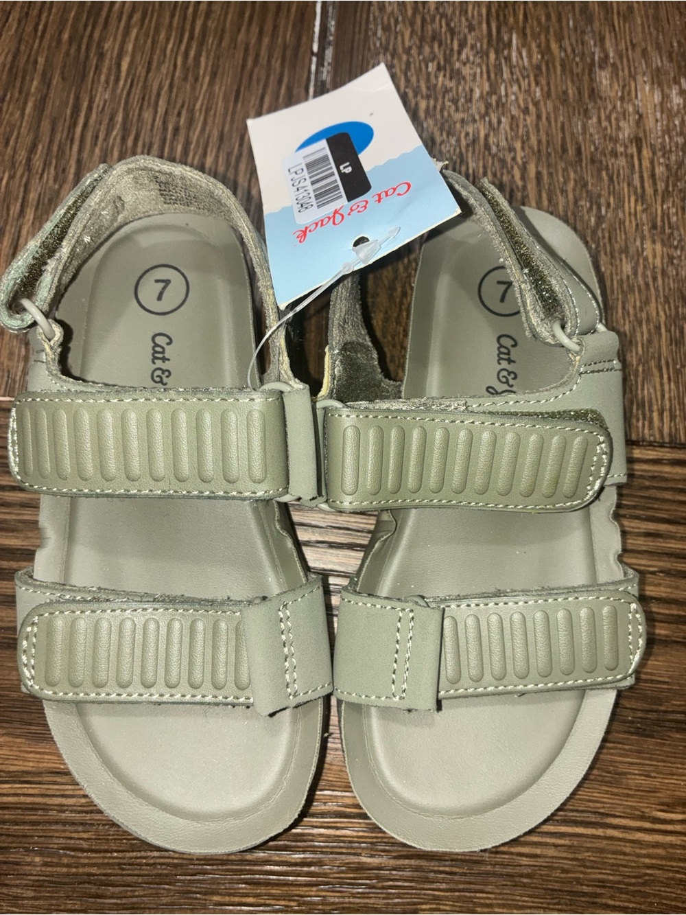Cat & Jack Kids' Light Olive Green Adjustable Strap Sandals